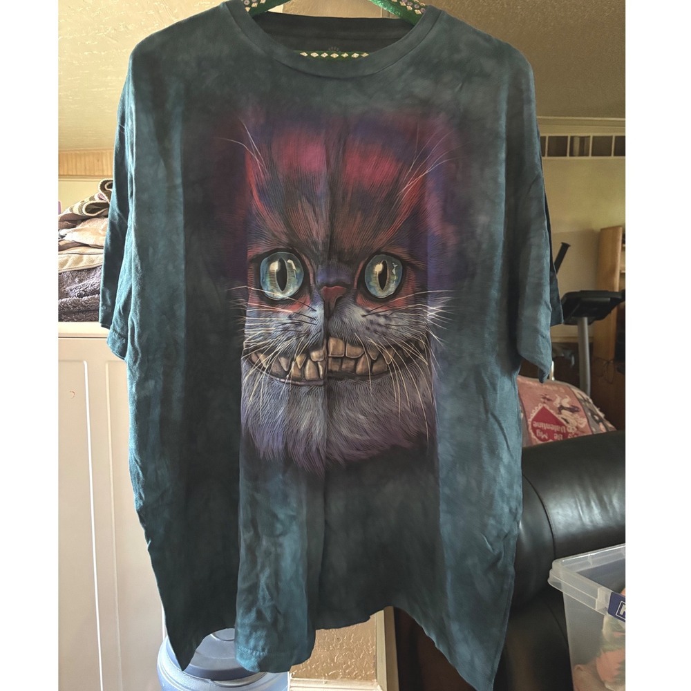 The Mountain Cheshire Cat Big Face Tie Dye T-Shirt Mens Blue Green Graphic